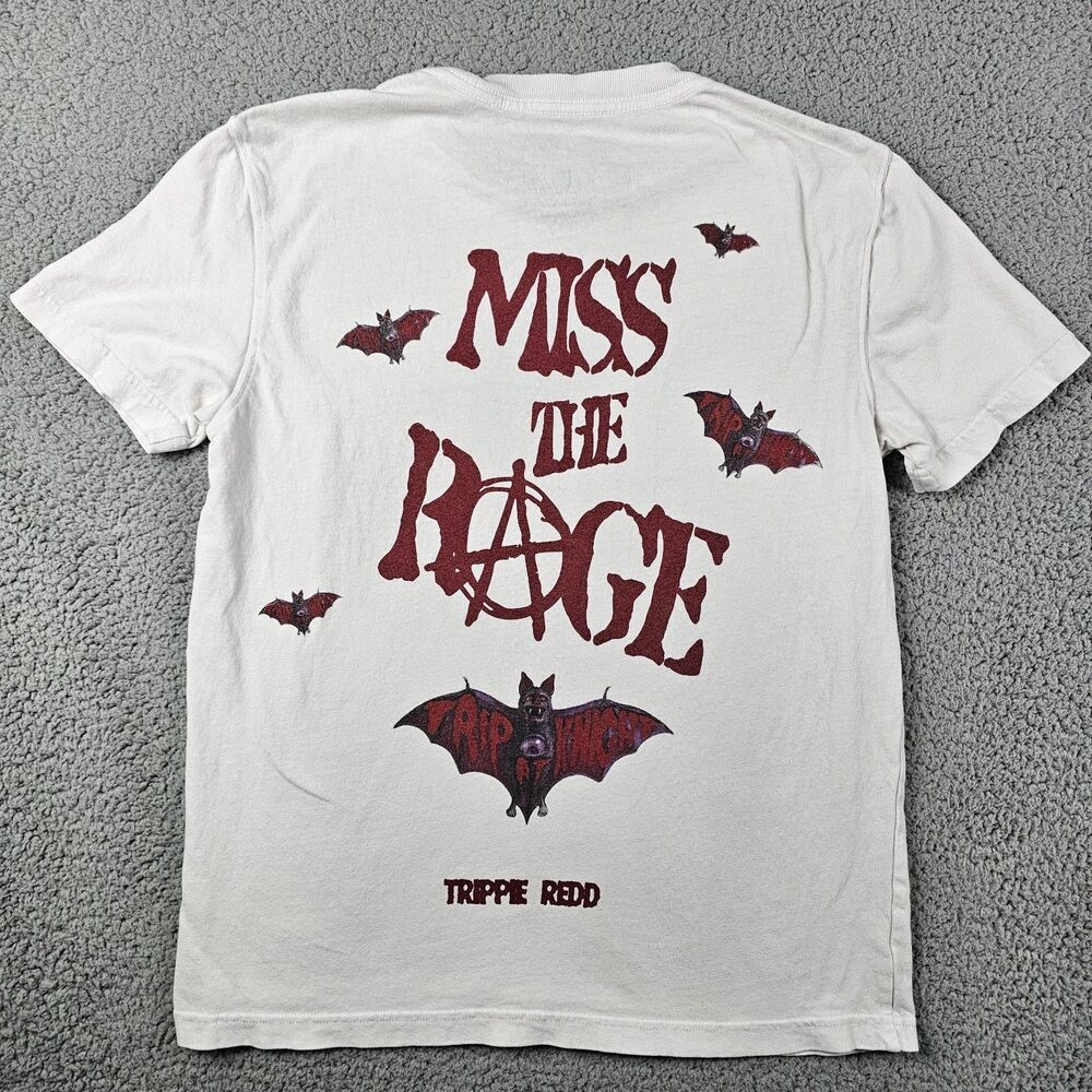 Trippie Redd Shirt Adult Small White Trip At Knight Miss the Rage Bat Graphic